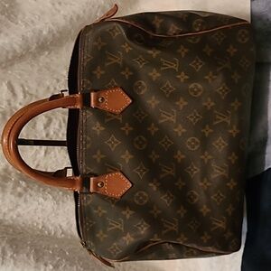 Louis Vuitton Monogram Canvas Satchel with Tan Accents